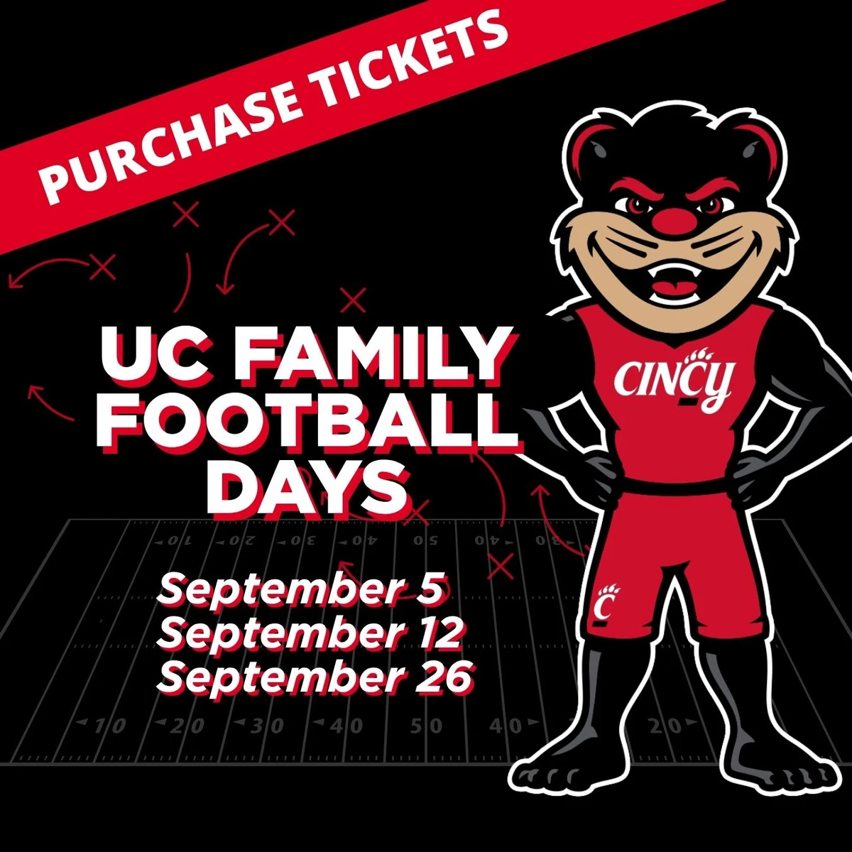 UC Family Football Days on September 5, 12, and 26.