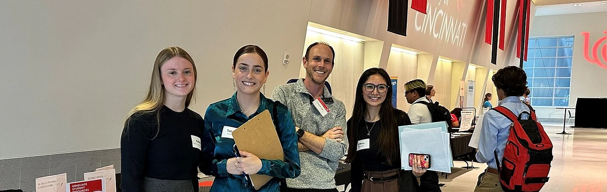 Image of students with a recruiter at the career fair